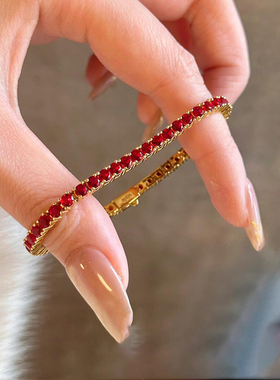 「小红绳」红色锆石满钻手链