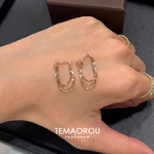 日系三连极细流苏耳钉交叉耳环轻奢气质高级感独特耳饰耳坠显脸瘦