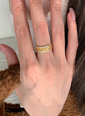 戒指女中古金色麦穗新款小众独特