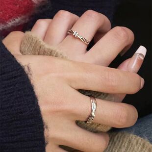 爱意交织情侣对戒戒指女新款小众男士指环设计款生日礼物简约百搭