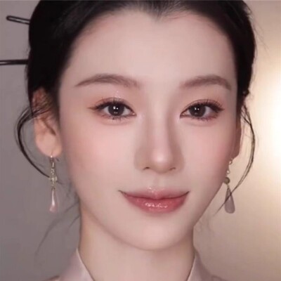 气质复古国潮风粉色水滴耳夹耳钉