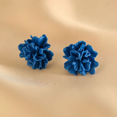 港风气质个性克莱因蓝色花朵耳钉