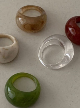 复古气质醋酸树脂圆弧宽面戒指