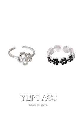 法式小清新设计感花朵指环女