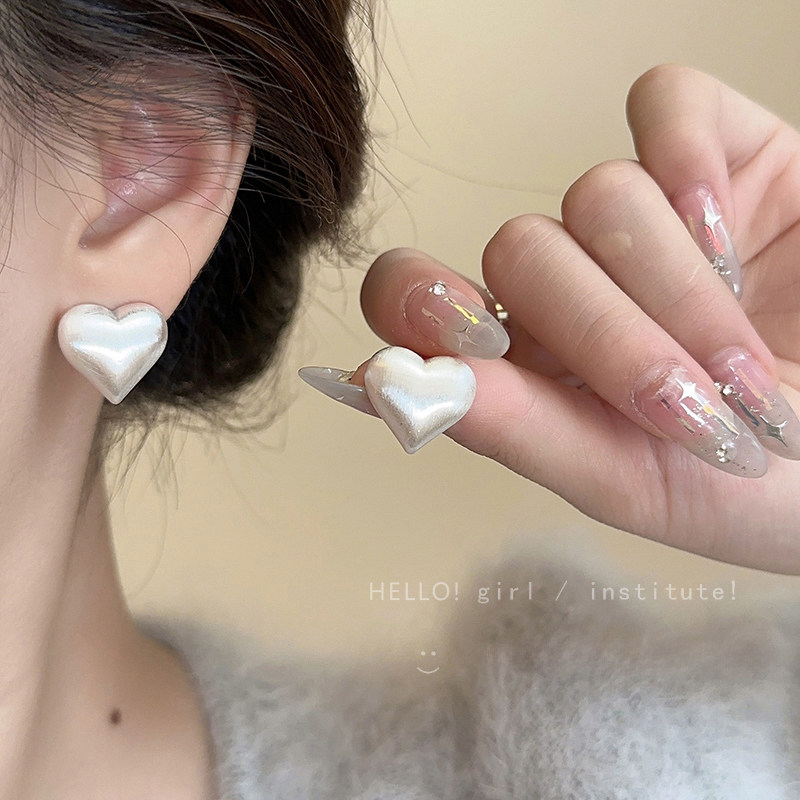 纯银耳钉冷淡风金属拉丝爱心耳环女2025新款轻奢高级感桃心形耳饰,饰品/流行首饰/时尚饰品新,耳环,淘宝优惠券,粉丝福利购,淘宝优惠卷
