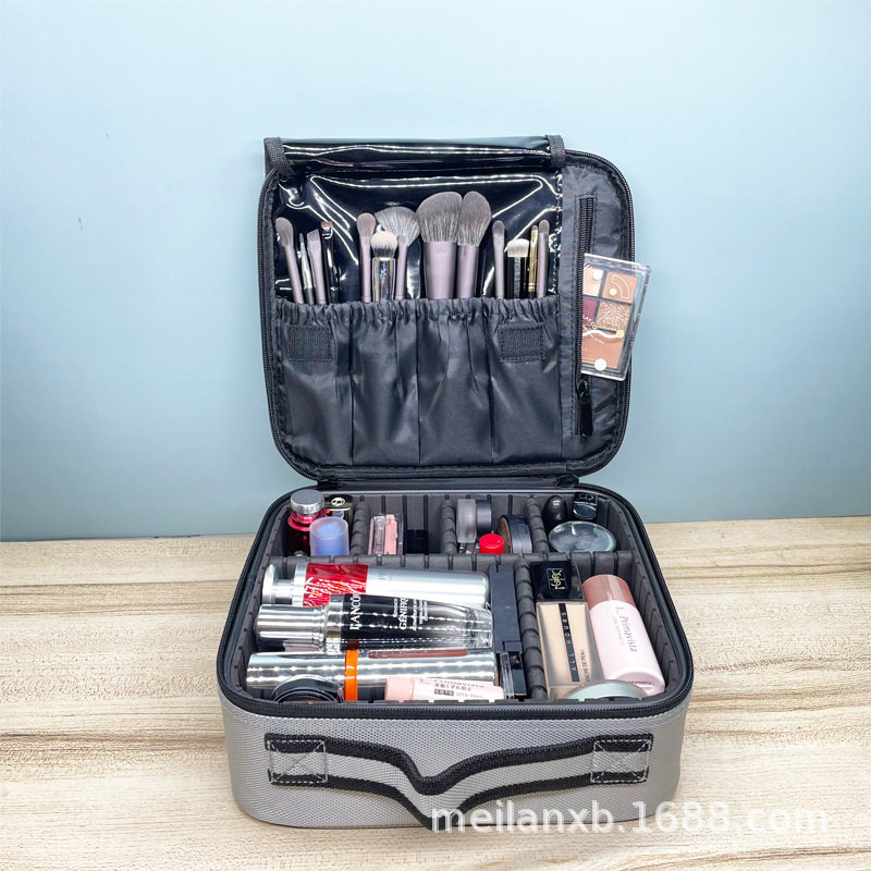 亚马逊跨境化妆包大容量简约防水灰色牛津布美睫纹绣工具包,收纳整理,化妆箱/盒,淘宝优惠券,粉丝福利购,淘宝优惠卷