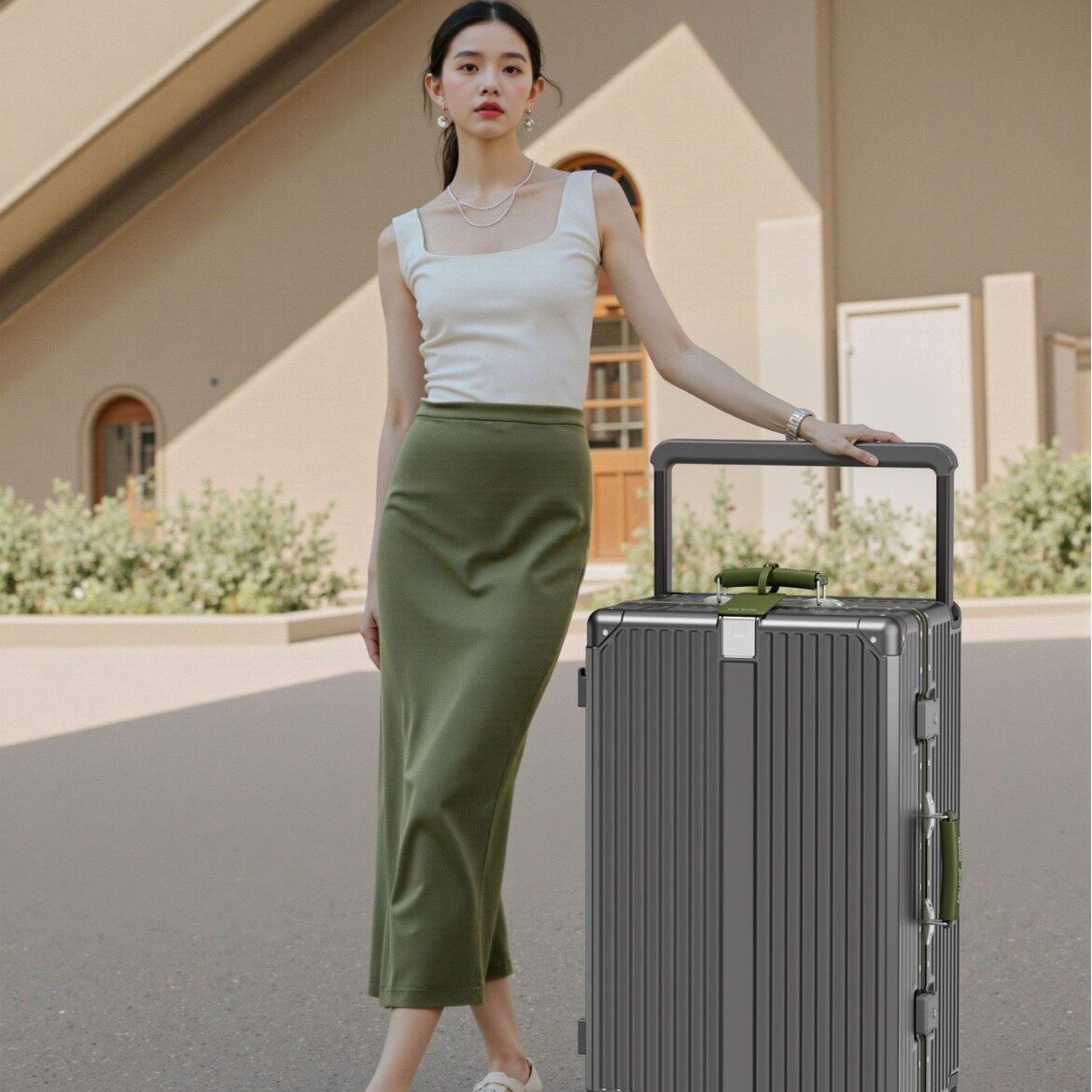 PC宽拉杆行李箱20寸登机旅行箱女28寸大容量铝框加厚密码拉杆箱男