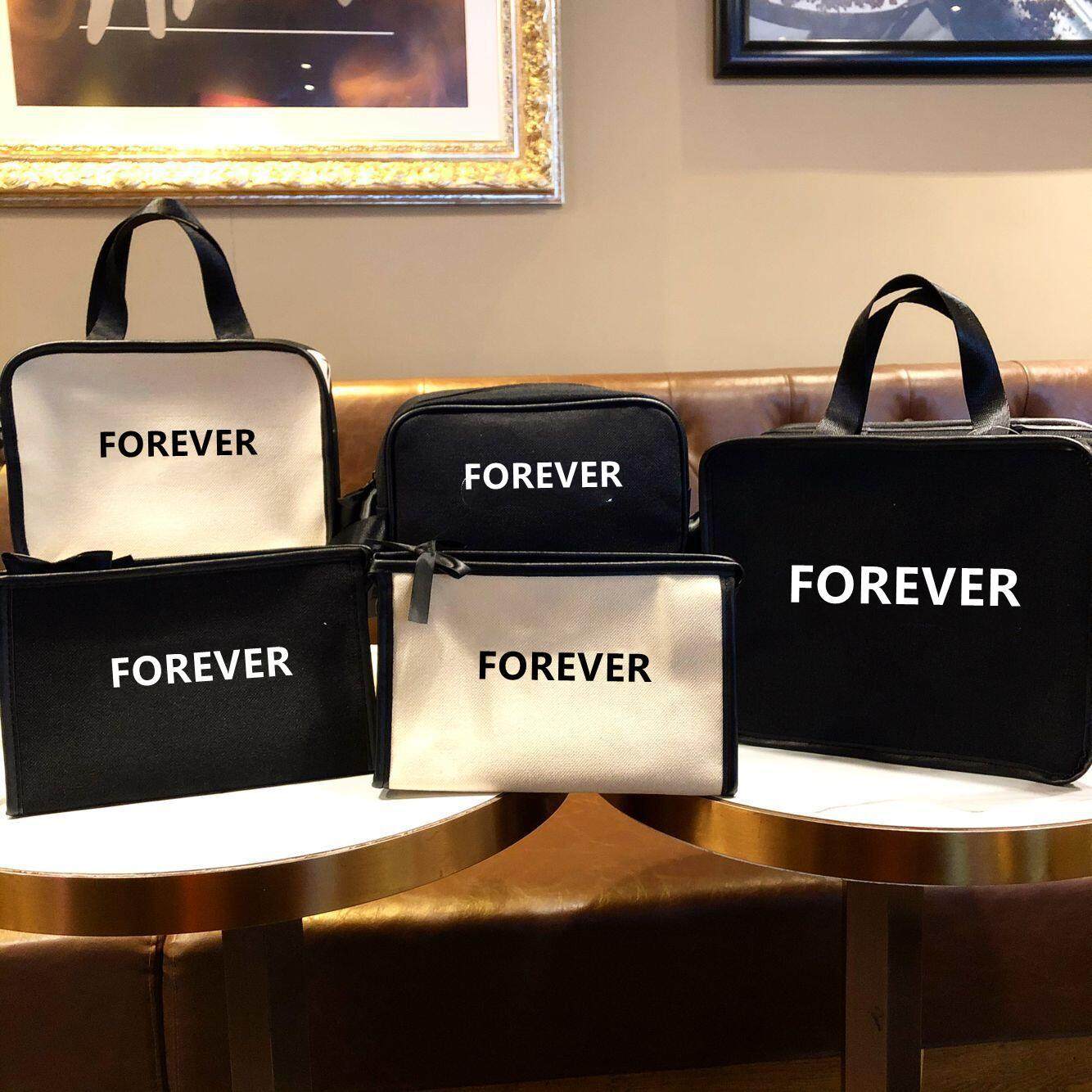 潮流简约化妆包便携欧美风帆布字母手提袋时尚四方大容量收纳包,收纳整理,化妆箱/盒,淘宝优惠券,粉丝福利购,淘宝优惠卷