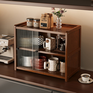 桌面杯架置物架桌上带门收纳柜餐桌台面茶具咖啡杯防尘储物展示柜