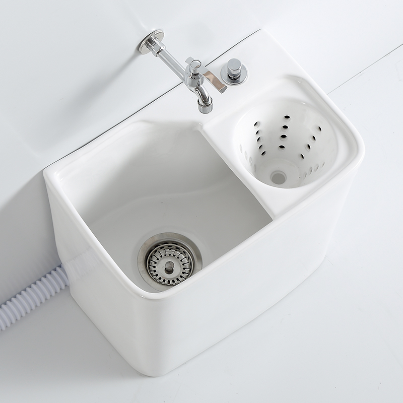 陶瓷拖把池家用阳台卫生间拖布池带洗沥水篮墩布水槽地拖桶盆高脚