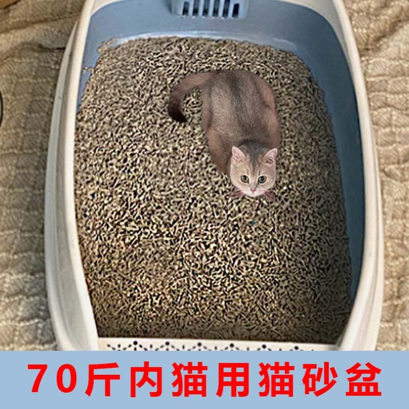 猫砂盆超级大猫盆厕所特大号60斤收纳箱一体式可携式踏板开放粉色