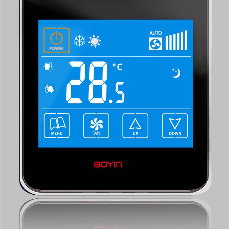 中央空调控制面板三速开关液晶温控器智能温度控制器风机盘管黑白