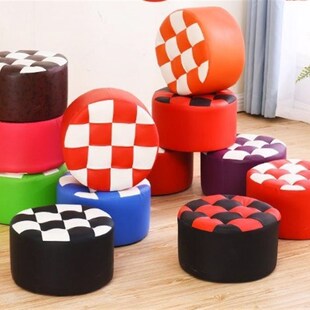 小圆皮櫈子家用皮凳客厅皮登沙发凳矮凳时尚软面移动加厚防滑