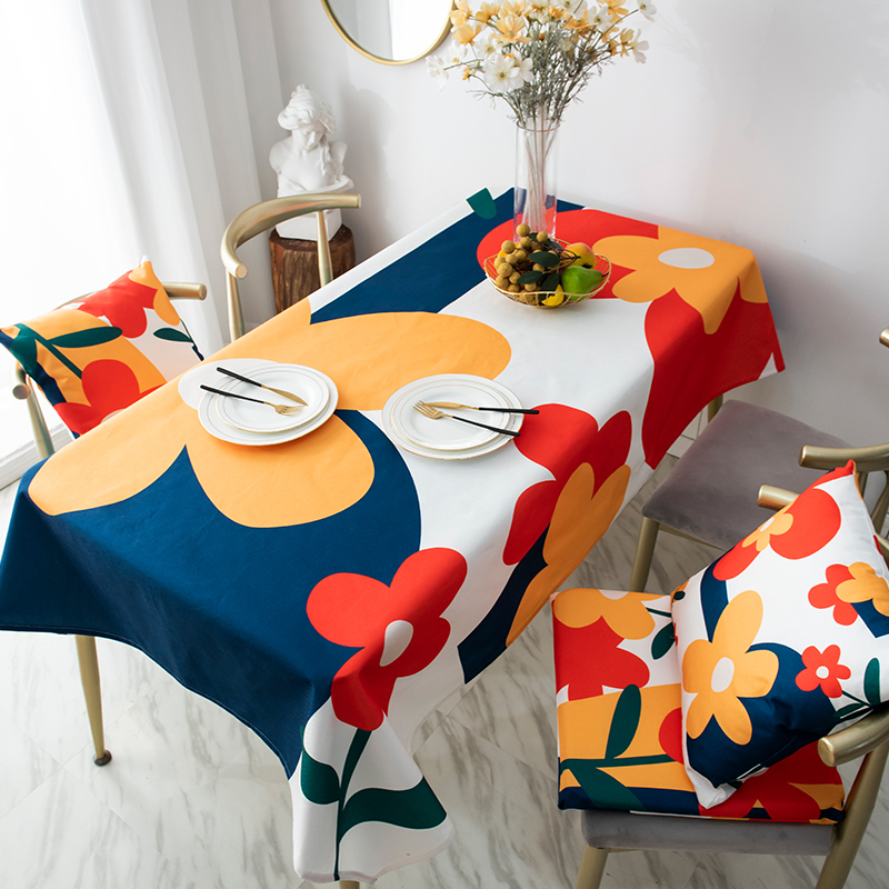 日式田园花朵小清新桌布防水防油免洗餐桌垫茶几盖布长方形书桌布