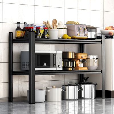 两层落地货架2层厨房置物架二层置物柜金属放置锅具双层餐桌架子