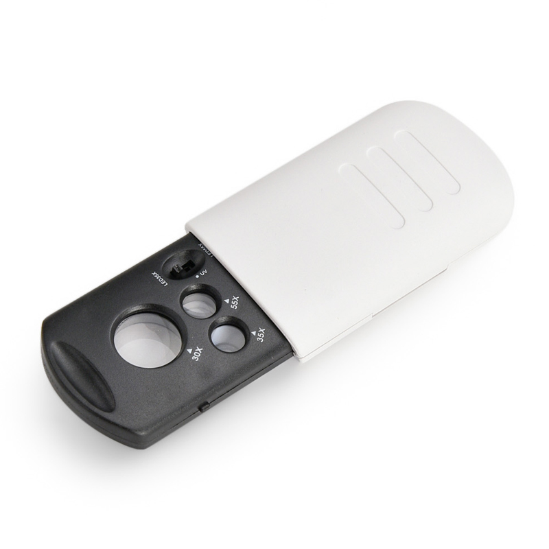 25倍30倍55倍抽拉式带灯清放大镜 验钞珠宝古玩鉴定高倍放大镜