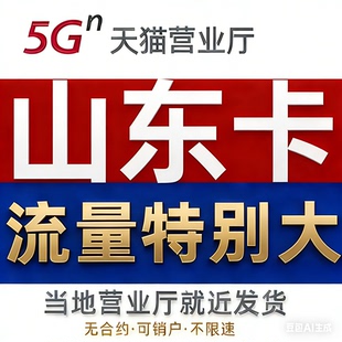 流量卡纯流量上网卡电话卡无线限大山东归属地手机卡中国广电