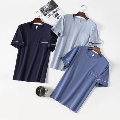 A类纯棉单件睡衣男士夏天套头6XL短袖薄款休闲单上衣家居服上装