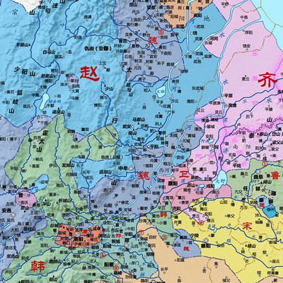 春秋战国地图墙纸之公元前403年魏赵韩秦蜀齐楚越鲁燕宋诸侯壁纸C