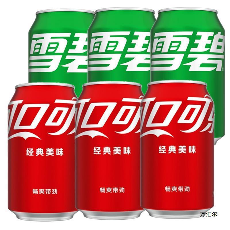 新货雪碧可口可乐味碳酸饮料6ml原味含汽罐柠檬330易拉罐可乐汽水