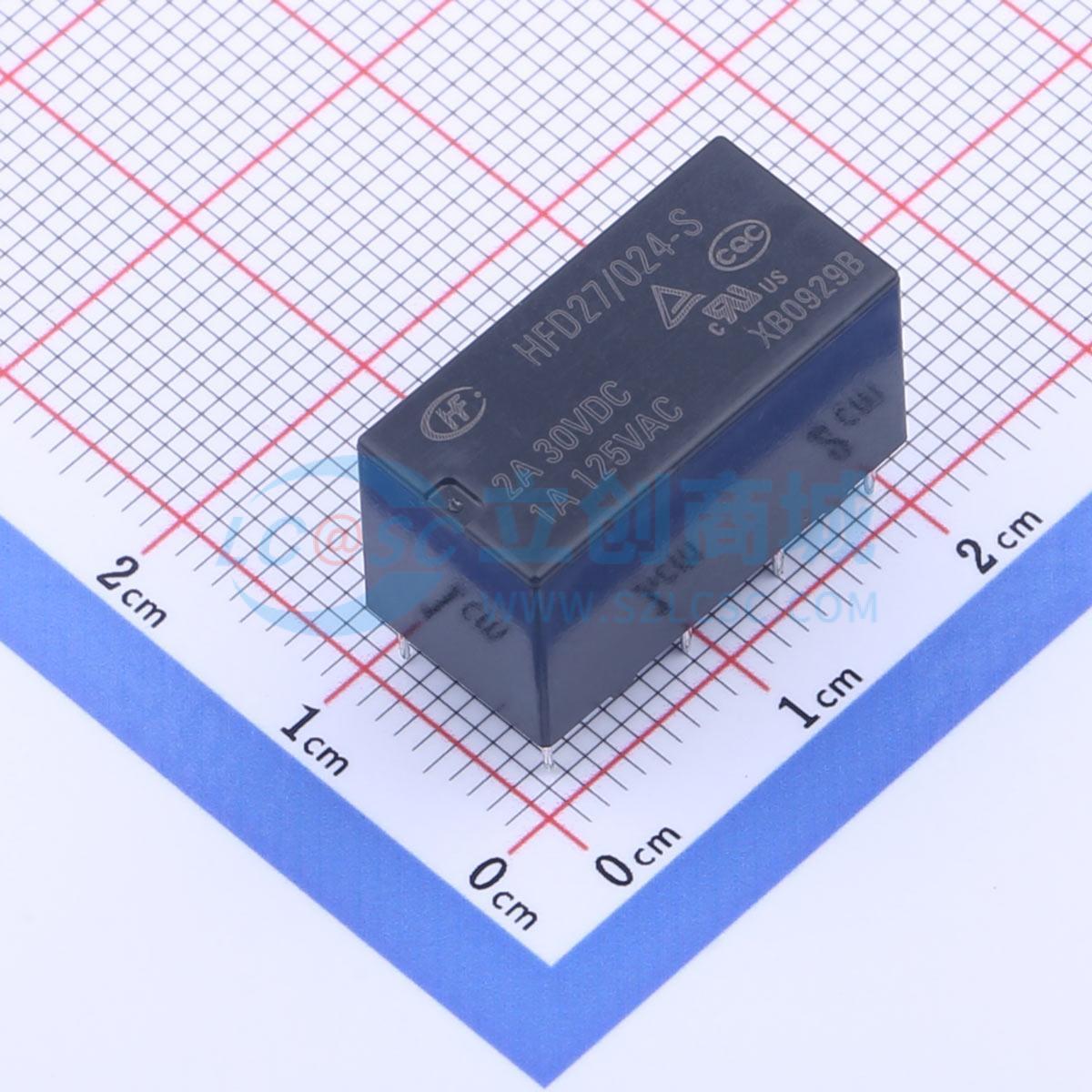 信号继电器 HFD27/024-S(555) DIP,10x20.2mm 8 24V 电子元器件