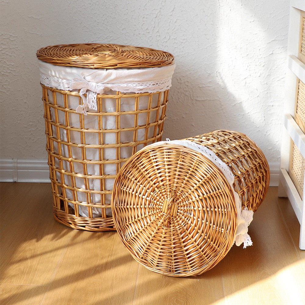柳编藤编收纳筐脏衣篮圆形脏衣篓手工编织收纳框深筐洗衣篮大号,收纳整理,橱柜收纳筐,淘宝优惠券,粉丝福利购,淘宝优惠卷