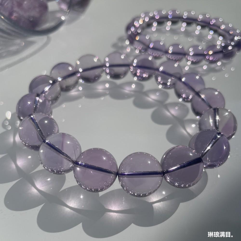 玻利维亚紫水晶手链天空之镜全净体天然紫水晶手串少女款紫色手饰
