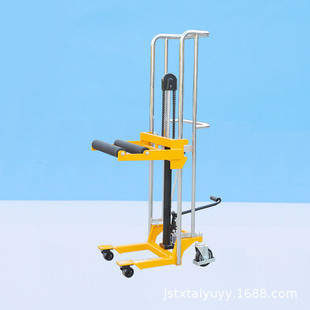 供应 轻型卷料升降车 400胶辊升高叉车 滚筒滚轴工位车卷膜推车