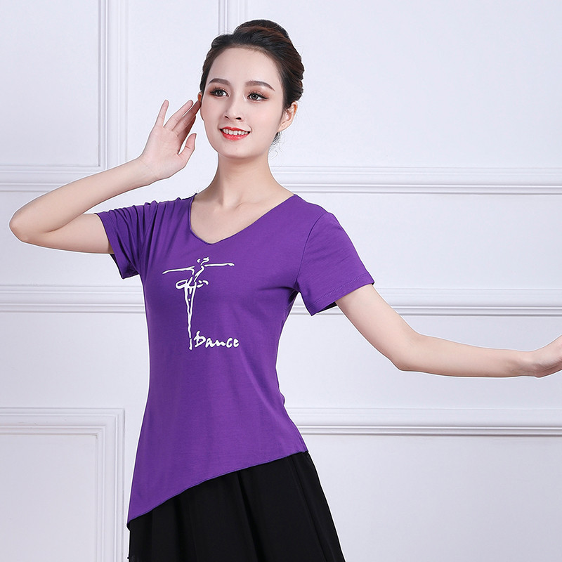 轻奢高货新款广场舞形体服装上衣莫代尔棉跳舞蹈形体练功服短袖上