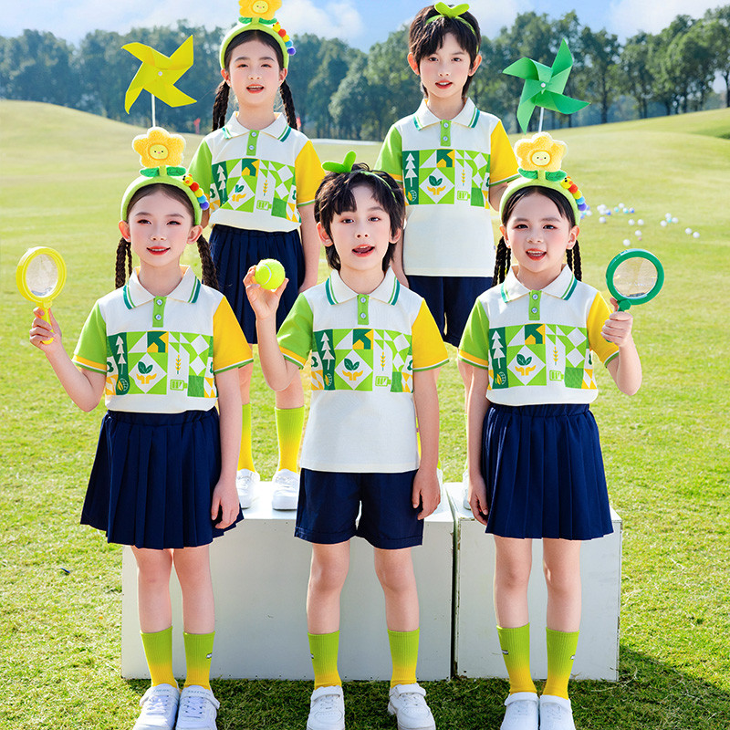 小学生校服套装绿色棒球服学院风幼儿园服儿童年级演出班服四件套