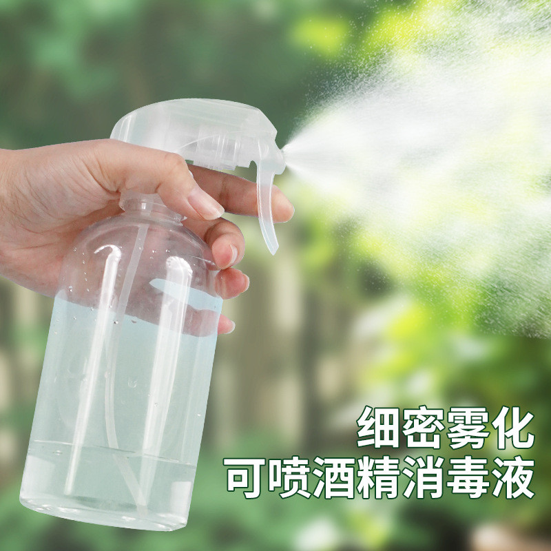 现货批发清洁剂喷雾瓶300/500ml透明塑料pet浇水消毒液分装小喷壶