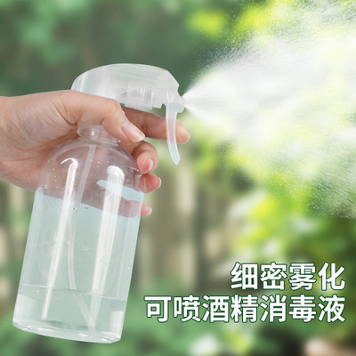 现货批发清洁剂喷雾瓶300/500ml透明塑料pet浇水消毒液分装小喷壶