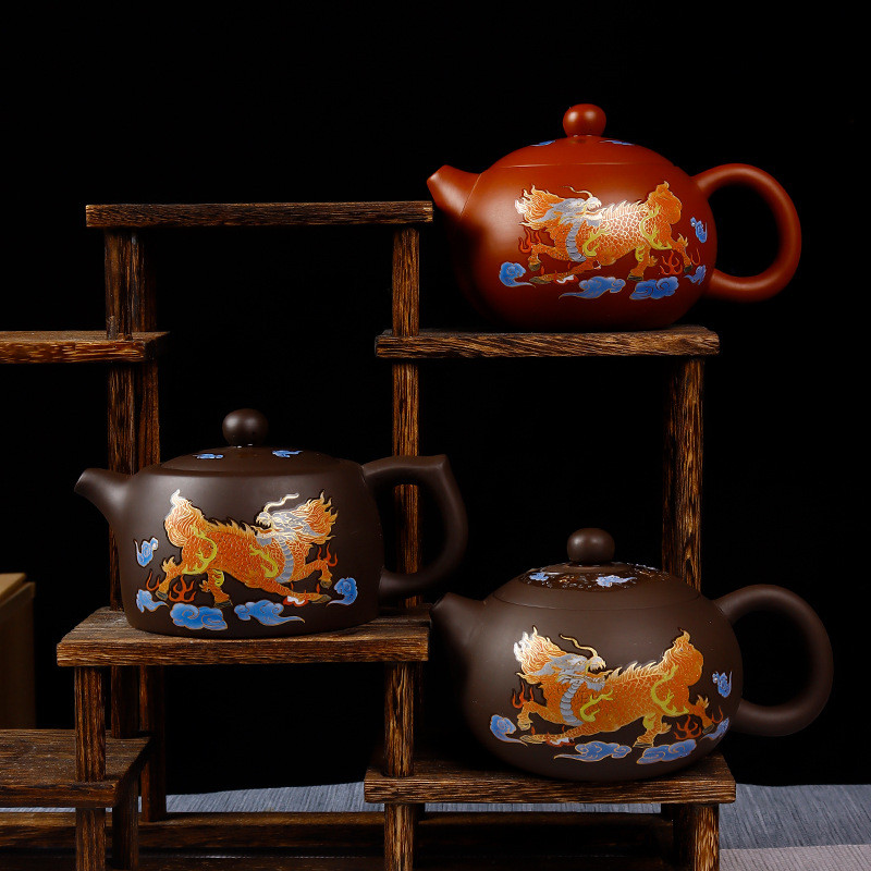 变色紫砂壶手工凤鸣壶西施壶出水鸟叫泡茶壶井栏壶火麒麟原矿送礼