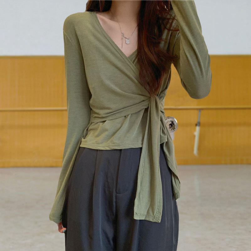 速发高货古典舞蹈服女形体练功服绑带显瘦上衣现代民族舞教师基训