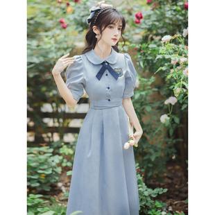 學(xué)生少女桔梗法式 學(xué)院風(fēng)連衣裙可甜可鹽娃娃領(lǐng)長(zhǎng)裙子夏季 小眾設(shè)計(jì)