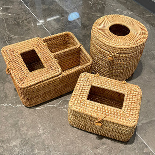 手工藤编酒店家居格调装饰环保纸巾盒防尘收纳篮多功能防水