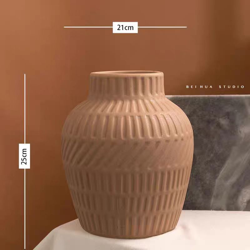 餐桌边柜干花陶瓷装饰品摆件花瓶样板间花束花器桌面家居插花套装