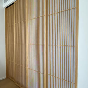趟门镂空推拉门花格屏风移门木格栅隔断滑门定制家用门 原木新中式