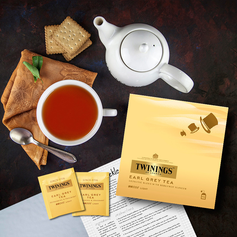 TWININGS川宁豪门伯爵100片EarlGrey红茶粉烘焙专用酒店袋泡茶包