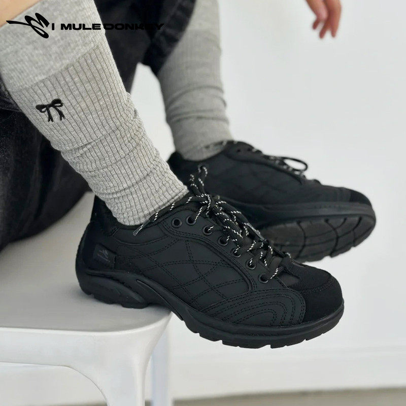 黑色赛车鞋女款2025夏季新款百搭德训鞋低帮平底休闲鞋轻便运动鞋,女鞋,时尚休闲鞋,淘宝优惠券,粉丝福利购,淘宝优惠卷