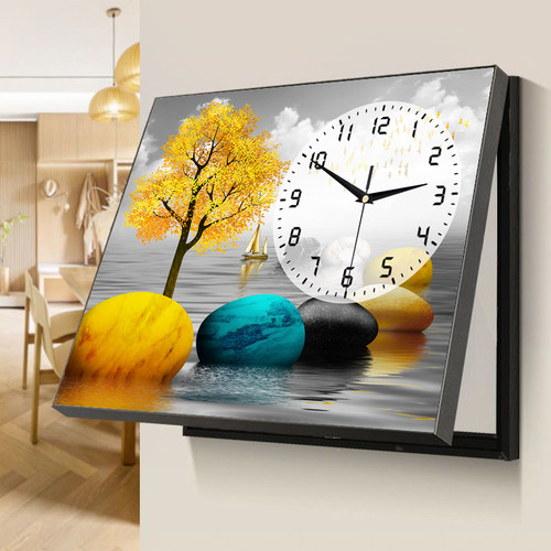 电表箱装饰画 画带钟表2025新款免打孔轻奢电闸遮挡配电箱画 画时