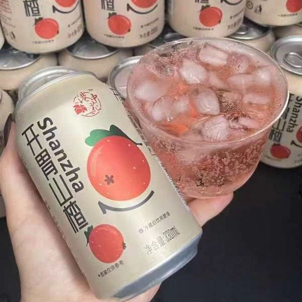 2025新店开胃山楂汽水果汁碳酸无糖饮料320ml罐装整箱饮品0糖