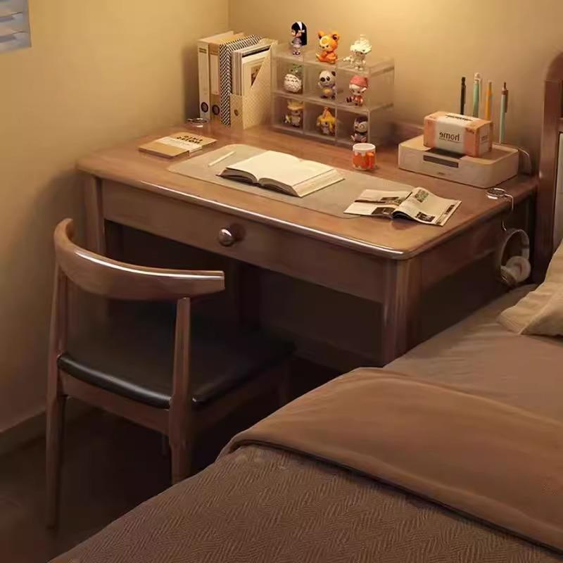 实木书桌带抽屉简易电脑桌家用办公桌小户型窄桌子卧室简约化妆桌