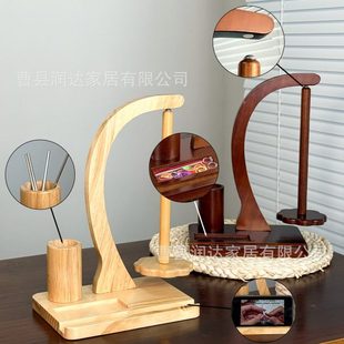 厂促木制可旋转线轴架性能磁铁手工编织毛线架木制毛线轴转动工具