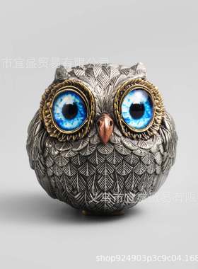跨境Owl Beads Pendant新款猫头鹰树脂工艺品摆件家居庭院摆件