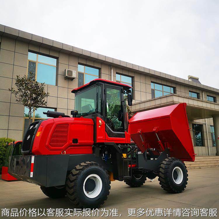 柴油前翻斗车四轮前卸式修路用翻斗车蹦蹦车工地前反斗车一吨翻