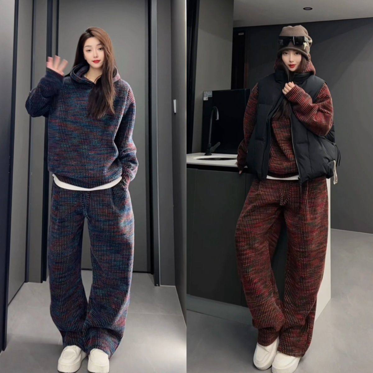 冬季时尚情侣款加绒舒适抗皱重磅休闲连帽卫衣休闲裤简约潮流套装,男装,休闲运动套装,淘宝优惠券,粉丝福利购,淘宝优惠卷