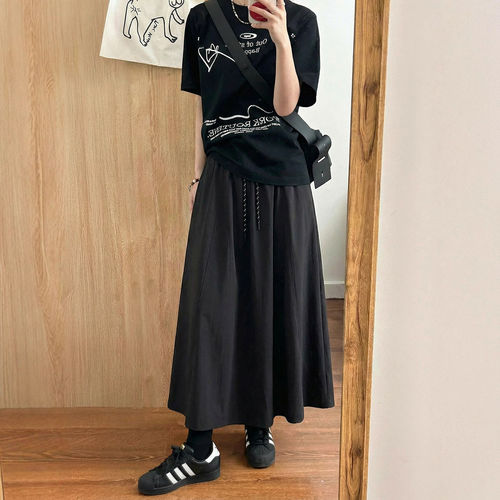 南瓜山本裙女2026新款夏季薄款梨型身材a字半裙小个子冰丝工装裙
