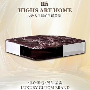 意大利极简大理石茶几现代轻奢设计创意茶桌客厅小户型家用咖啡桌