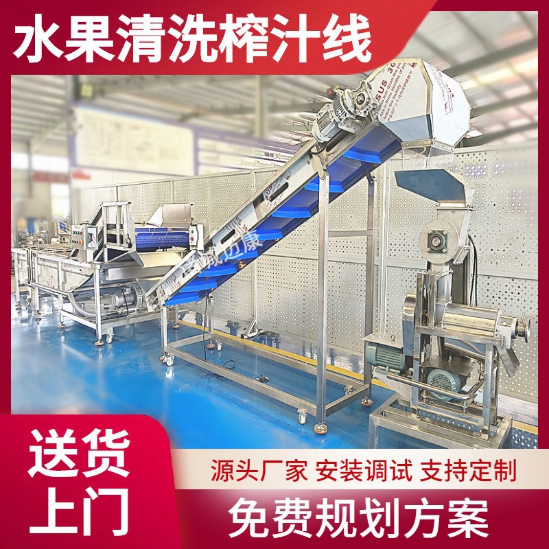 苹果清洗榨汁生产线 水果清洗风干加工设备 雪花梨清洗榨汁设备